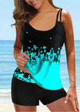 Gradient Floral Printed Tankini Set