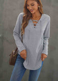 Solid Color Cross Strap Sweatshirt