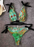 Knotted Floral Bikinis Set Swimwear