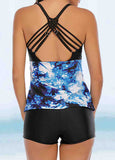 Retro Floral Printed Tankini  Set