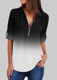 Gradient Quarter Zip V Neck T Shirt