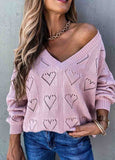 Heart-Shaped Hollow Knitted Sweater