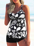 Strap Criss Printed Tankini Set