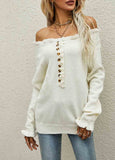 Pullover Button Crew Neck Sweater