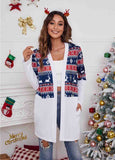 NEW ! Christmas Print Long Sleeve Cardigan