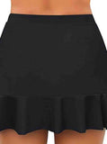 【Ships in 24 hours】Black High Waisted Layered Swim Skirt