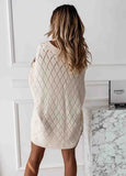 Ivory Lattice Pointelle  Bishop-Sleeve Sweater