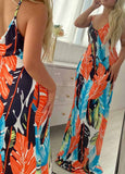 Leaf Print Pocket Design Maxi Dress - soofoom.com