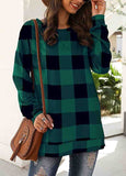 Plaid Printed Split Hem Top