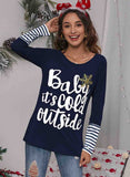 Christmas Lettered Print Crew Neck T-shirt