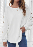 Decorative Button Long Sleeve T Shirt