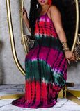 Tie Dye Print Spaghetti Strap Maxi Dress