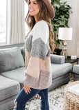 Round Neck Long Sleeve Contrast Sweater