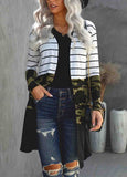 Colorblock Plaid  Striped  Printed Cardigan