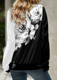 Floral Print Contrast Long Sleeve Sweatshirt