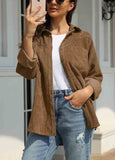 Lapel Button Corduroy Shirt Coat