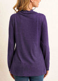 Decorative Button Purple Long Sleeve T Shirt