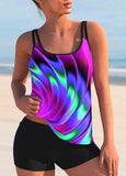 Tie Dyed Rainbow Printed  Tankini Set