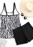 Spaghetti Strap Leaf Print Tankini Set