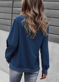 Pullover  Button  Solid Sweatshirt