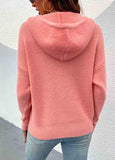 Solid Hooded Pocket Knit Sweater