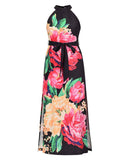 Floral Print Slit Sleeveless Maxi Dress