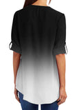 Gradient Quarter Zip V Neck T Shirt