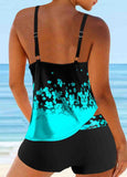 Gradient Floral Printed Tankini Set