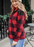 Plaid Print 1/4 Zip Turn-down Collar Sweatshirt