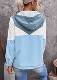 Color Block Zipper Long Sleeve  Pocket Hoodie