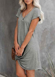 V Neck Knotted Short Sleeve Dress