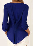 V-Neck Button Chiffon Blouse