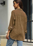 Lapel Button Corduroy Shirt Coat