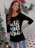 Christmas Lettered Print Crew Neck T-shirt