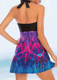 Padded Print Beachwear Tummy Swimdress