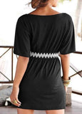 V Neck Cross Contrast Belt Mini Dress