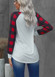 Christmas Pattern Plaid Splice Long Sleeve Top