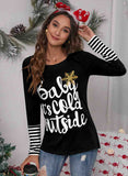 Christmas Lettered Print Crew Neck T-shirt