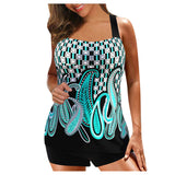 Plaid  Print Spaghetti StrapTankini Set