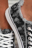 Halloween Skull Print Lace-up Canvas Shoes