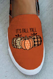 Halloween Letter Pumpkin Plaid Print Slip-on Sneakers