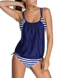 Layered Style Cross Back Two-Piece Tankini Set