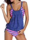 Layered Style Cross Back Two-Piece Tankini Set