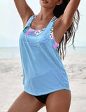 Mesh Splicing Racerback Tankini Set