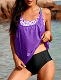 Mesh Splicing Racerback Tankini Set