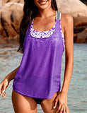 Mesh Splicing Racerback Tankini Set