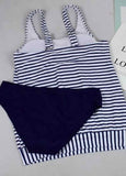 Striped Print Loose Tankini Set