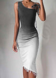 Gradient Sleeveless Slim Midi Dress