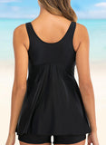 Solid Color Keyhole Tassels Strap Retro Luxury Swimdresses Swimsuits - soofoom.com