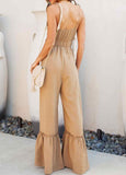 V Neck Cutout Tied Detail Jumpsuit